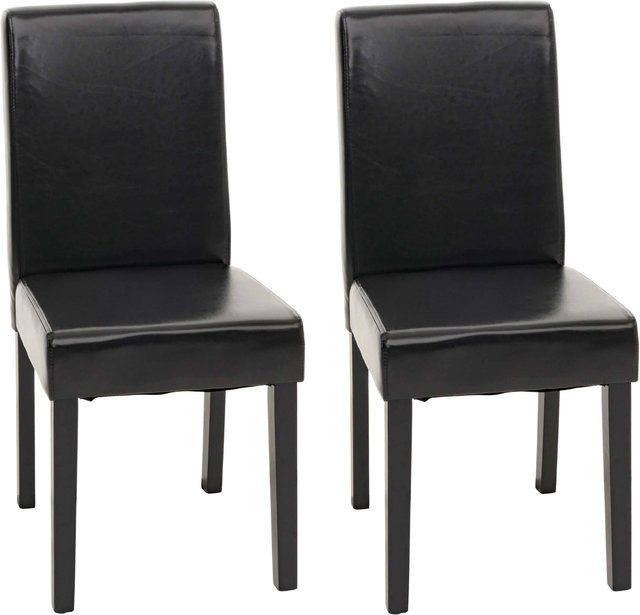 CHEFGASTRO Esszimmerstuhl 2er-Set aus Leder in Schwarz mit dunklen Buchenholzbeinen, B/T/H: 43 x 56 x 90 cm, Sitzhöhe: 45 cm - Bild 1