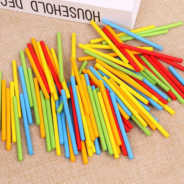 Binchi Outdoor Equipment Bunte Bambus-Zählstäbchen, Mathematik Montessori-Lehrmittel, 100-teiliges Set - Bild 1