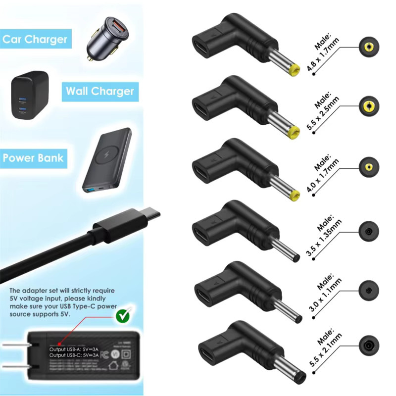 USB Typ-C auf DC-Stromanschluss-Adapter 5 V Buchse in Schwarz für Router, LED-Licht und Lautsprecher - Bild 6