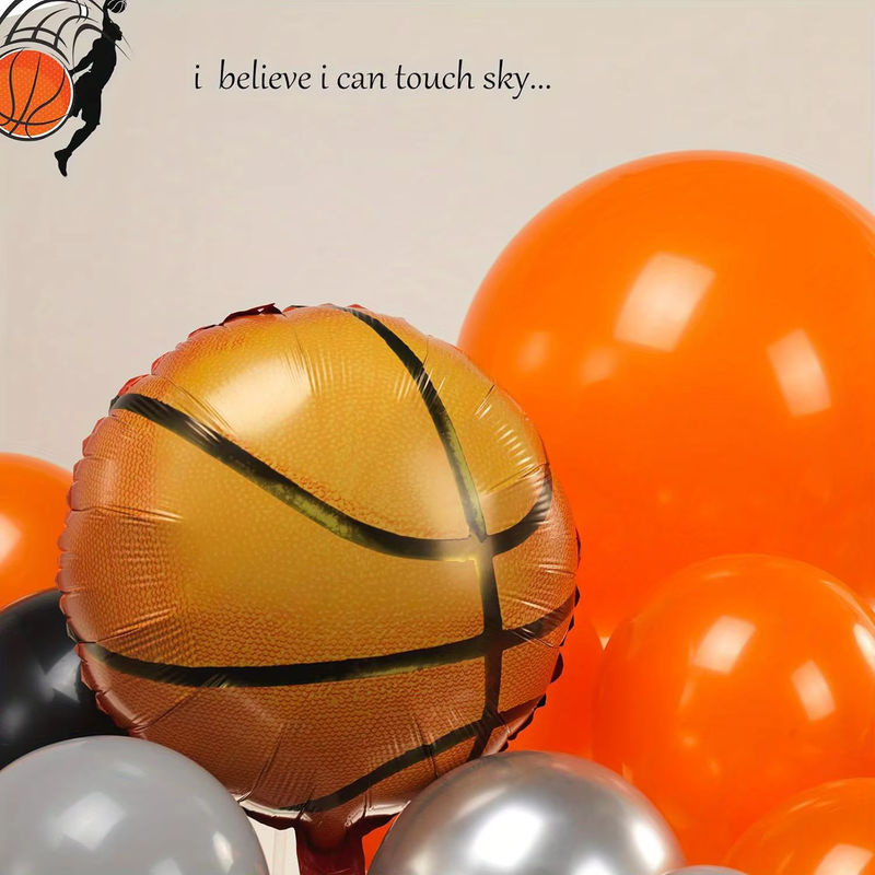 136 Stück Basketball Ballon Girlande Set in Orange und Mehrfarbig für deine Geburtstagsparty und Sport-Dekorationen mit Folienballons und Sternen aus Kunststoff - Bild 4