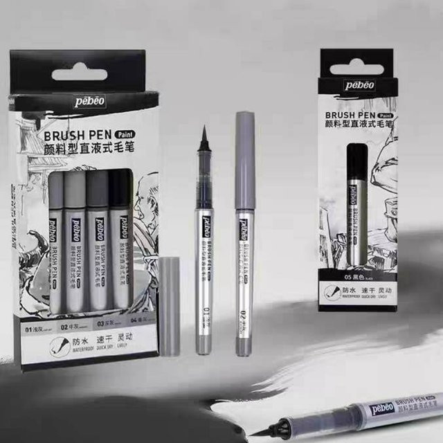 PEBEO Grey Style Liquid Direct Brush Flow Brush Pen Acryl-Tintenmarkierung in Hellgrau für Kalligraphie und Malerei - Bild 1