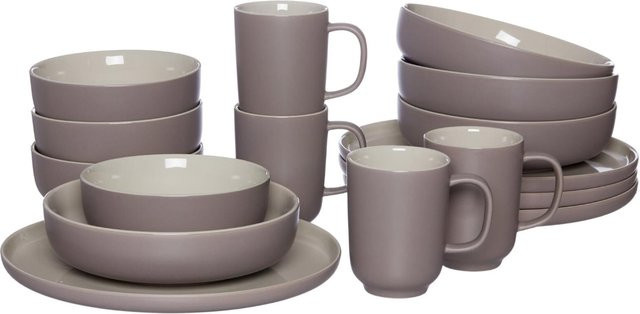 Ritzenhoff & Breker Kombiservice Jasper 16-teilig aus Keramik in Taupe/Beige/Grau - Bild 1