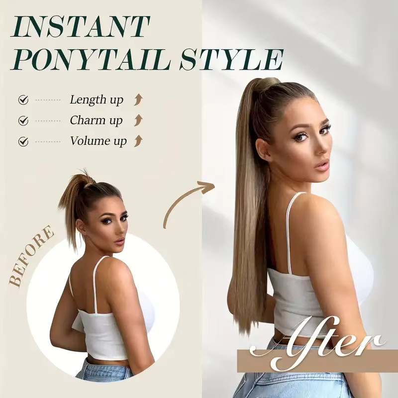 ISIGROSI Pferdeschwanz-Extensions, 61 cm, synthetisch, Damen - Bild 4
