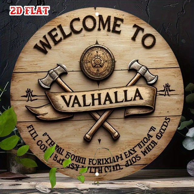 Potdemiel Wikinger-Valhalla Wanddekoration aus Metall in Braun mit Schild und Äxten Design, Durchmesser: 20 cm - Bild 1
