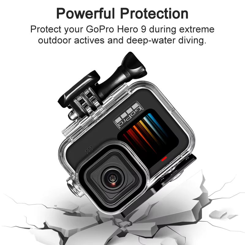 Wasserdichtes Gehäuse für GoPro Hero 12, 11, 10 und 9 in Schwarz als Tauchschutzhülle für Unterwasseraufnahmen - Bild 4