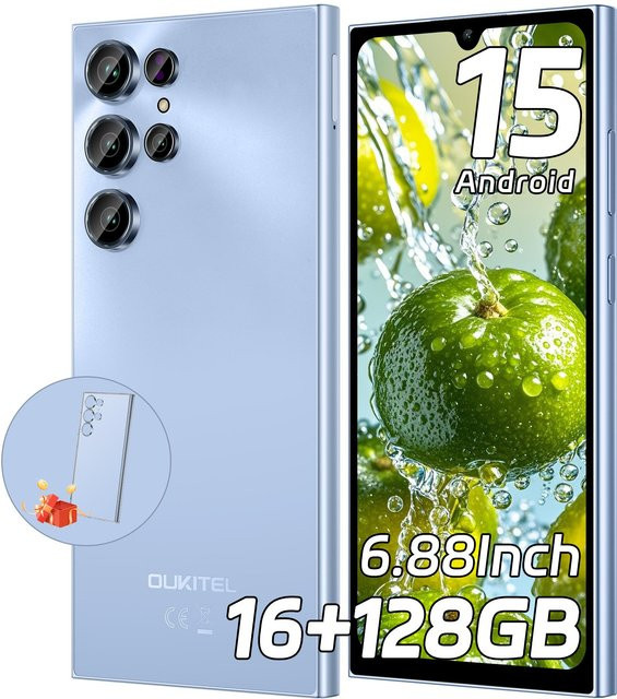 OUKITEL C61 Smartphone Blau mit Android 15, 6,88 Zoll Display, 128 GB Speicher und 5150 mAh Akku - Bild 1