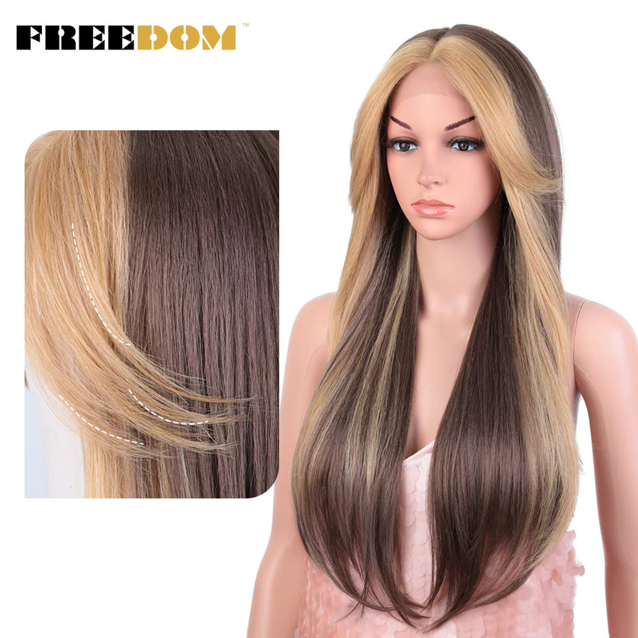 FREIHEIT Synthetische Lace-Front-Perücke, Ombre-Orange-Blond, Damen - Bild 1