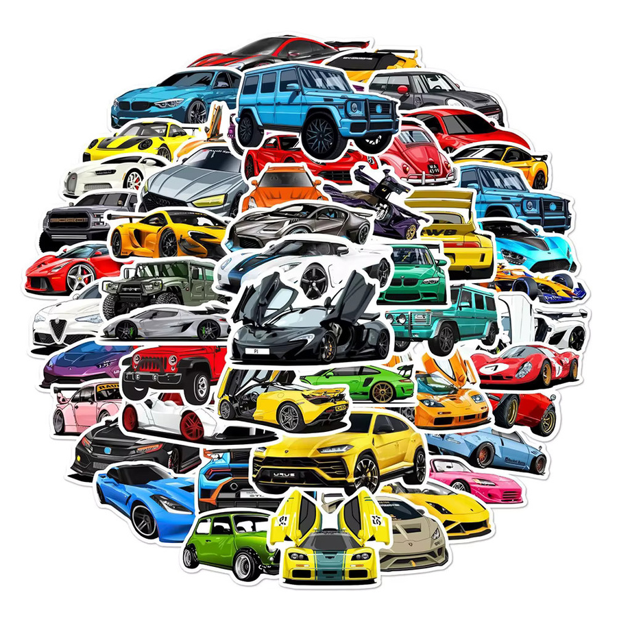 Charile Cartoon Supercar Aufkleber-Set, 10/30/50 Stück - Bild 1