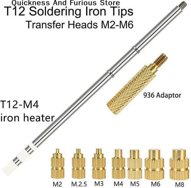 HUXUAN TO T12 Lötkolben Heißluftwerkzeug mit Einpressspitzen-Kit für Rändelmutter-Installation M2 M3 M4 M5 M6 M8 in Silber - Bild 1