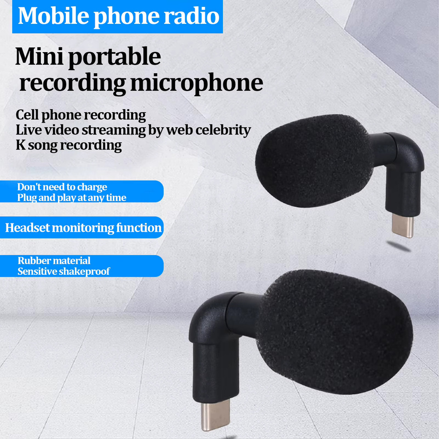 VBESTLIFE Mini-Mikrofon mit USB-C-Stecker in Schwarz, Plug-and-Play Mikrofon mit 90 Grad Winkel für Videokonferenzen - Bild 2