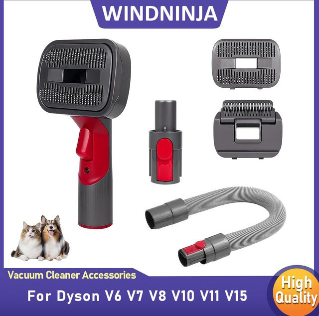 WINDNINJA 2-in-1 Hundehaar-Staubsaugerbürsten-Set zur Fellpflege und Tierhaarentfernung für Dyson V6 V7 V8 V10 V11 V15 - Bild 1