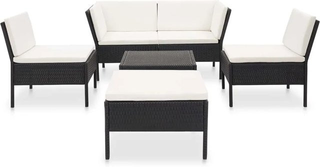 vidaXL 6-tlg Garten-Lounge-Set Modell 30 aus Poly Rattan mit Auflagen in Schwarz - Bild 1