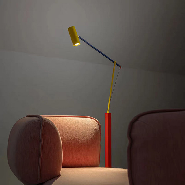 JIANKEXING Moderne Stehlampe im Nordic-Design aus Metall für Schlafzimmer, Home Office und Flur, Gelb/Mehrfarbig - Bild 1