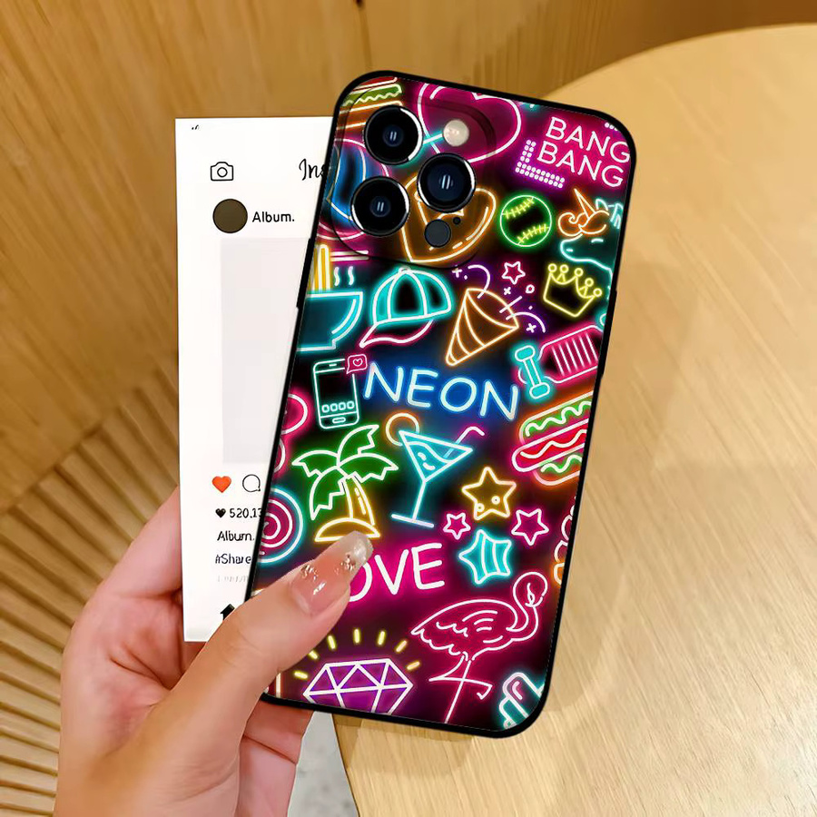 Neonlicht Handyhülle für Apple iPhone 17 16 15 14 13 12 11 Pro Max Plus in Multicolour - Bild 4