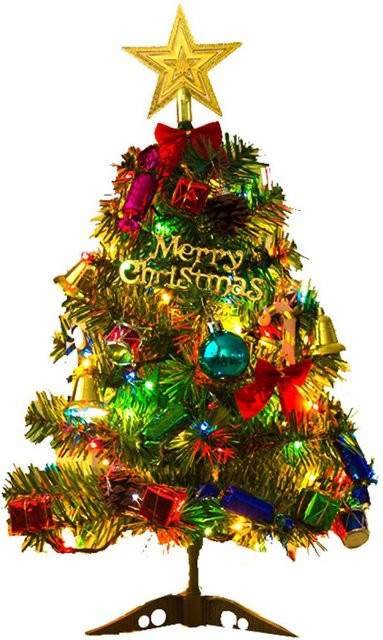 TOMTOP JMS Weihnachtsbaum mit Lichtern und Sternen in Grün, Höhe: 50 cm - Bild 1