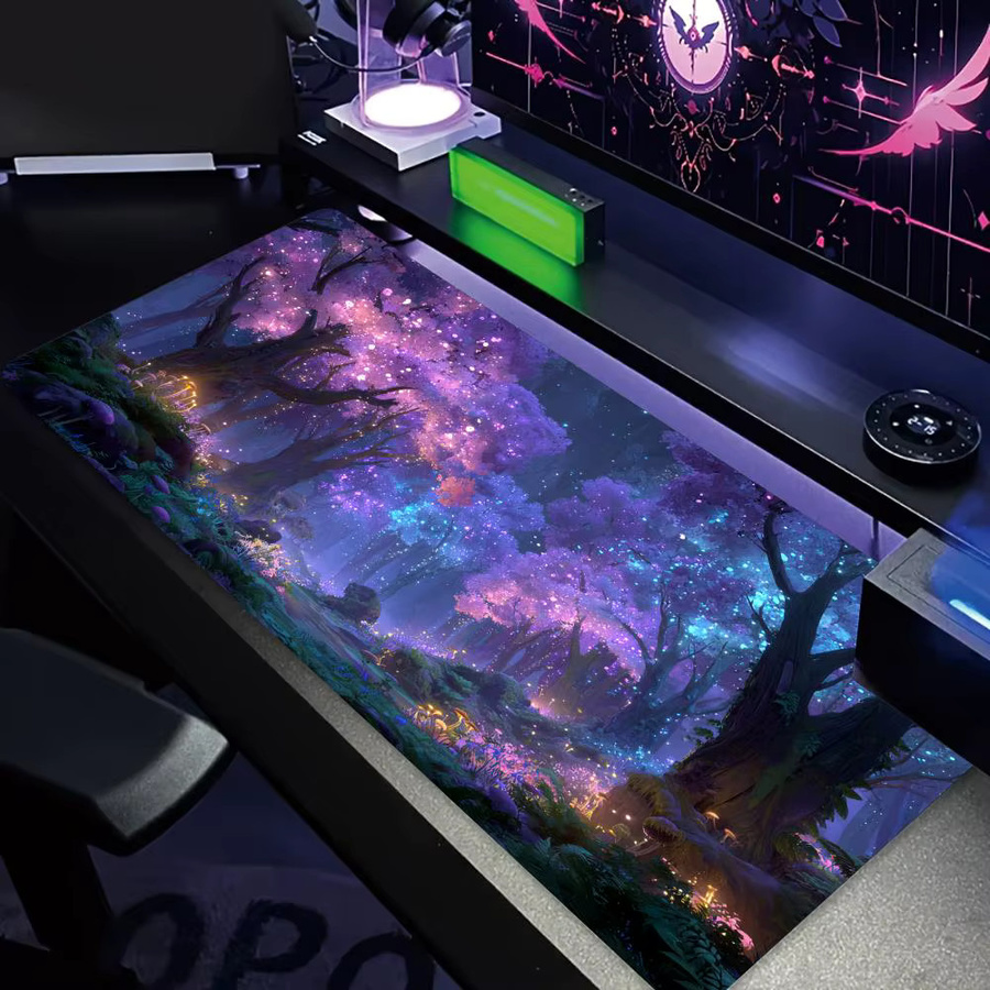 Mairuige Mauspad Mysterious Purple Forest in Purple, rutschfeste Schreibtischunterlage mit genähtem Rand für PC und Tastatur - Bild 1