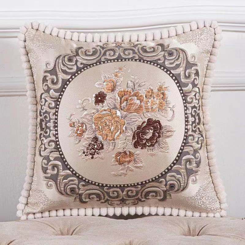 WTEMPO Jacquard-Kissenbezug mit Blumenmuster im Retro-europäischen Stil, B/H: 45 x 45 cm - Bild 1