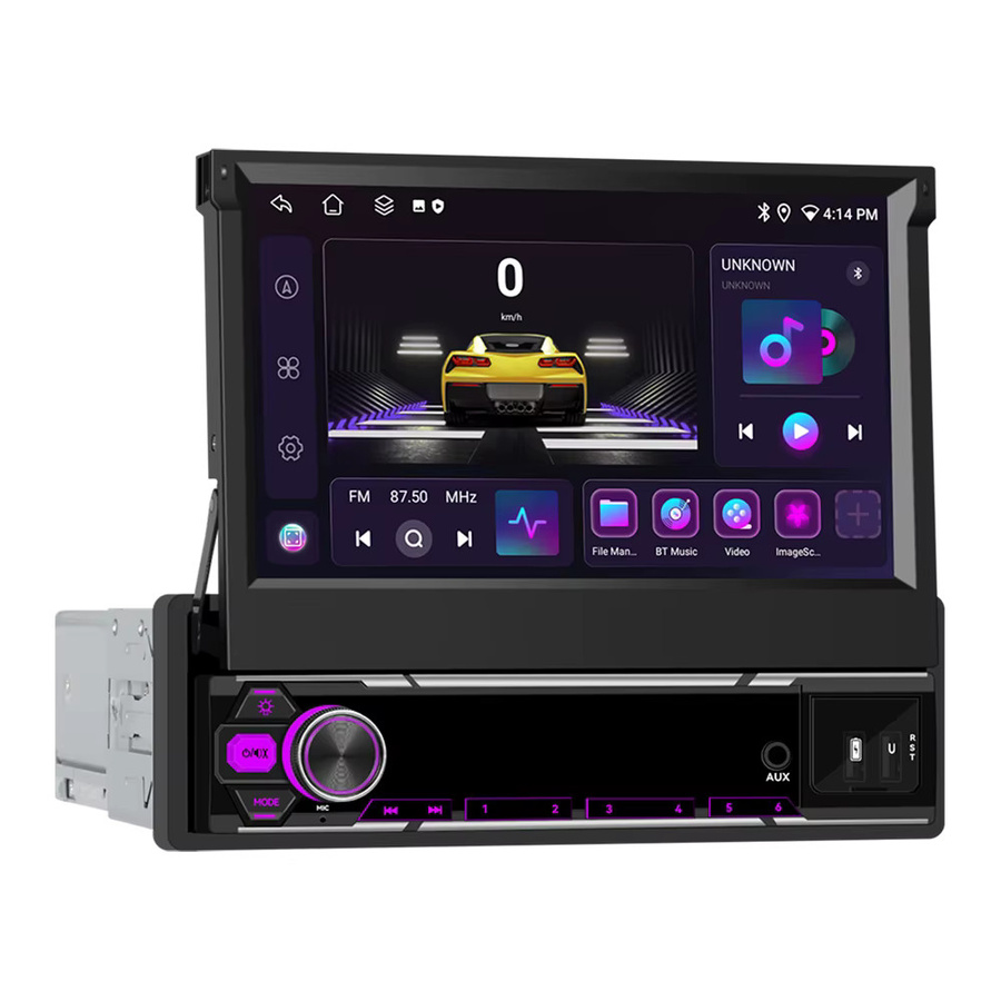 Podofo 1DIN Intelligentes Carplay Android Auto Autosystem mit 128G Speicher, GPS, WIFI und manuellem Teleskop-Display in Schwarz - Bild 5