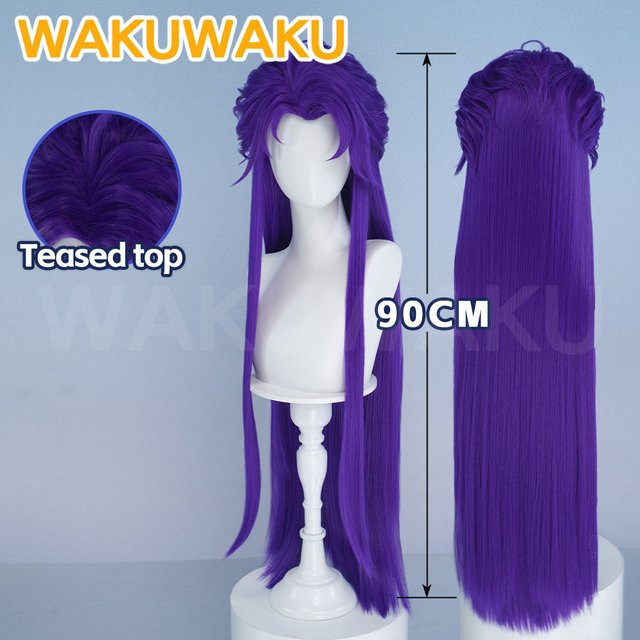 WakuWaku Jester Cosplay Perücke, lila, lange Haare, 90cm - Bild 1