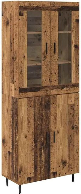 vidaXL Highboard 2-teilig in Altholz-Optik mit Glastüren, Braun, B/T/H: 180 x 34 x 69,5 cm - Bild 1