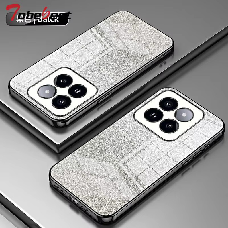 Xiaomi Redmi 15 15C Silikon Hülle mit Bling-Glitzer-Beschichtung in Schwarz und Silber - Bild 1