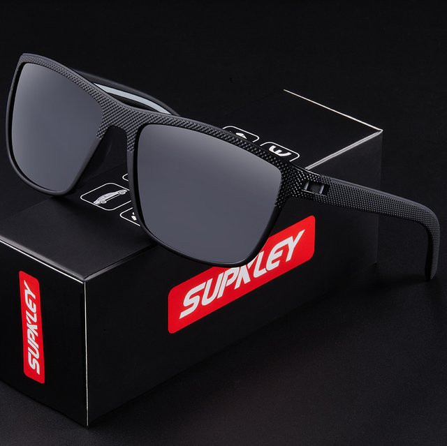 Supkley Sportsonnenbrille, quadratisch, Vollrand, Kunststoff, schwarz, Unisex - Bild 1