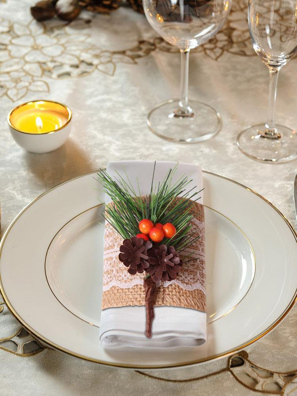 GoolRC Serviettenringe im Zapfen-Design für Weihnachten und festliche Anlässe, mehrfarbig und rustikal - Bild 4