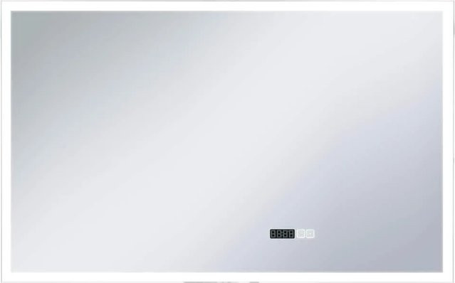 vidaXL LED-Badspiegel mit Berührungssensor und Zeitanzeige in Silber, B: 100 cm, H: 60 cm - Bild 1