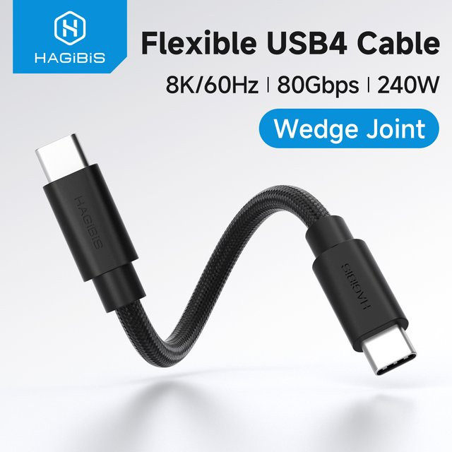Hagibis USB C auf USB C Kabel USB 4 Vollfunktionskabel in Schwarz mit 80 Gbit/s, 240 W Schnellladung und 8K-Videoübertragung für Thunderbolt 5 und iPhone 17 Pro - Bild 1