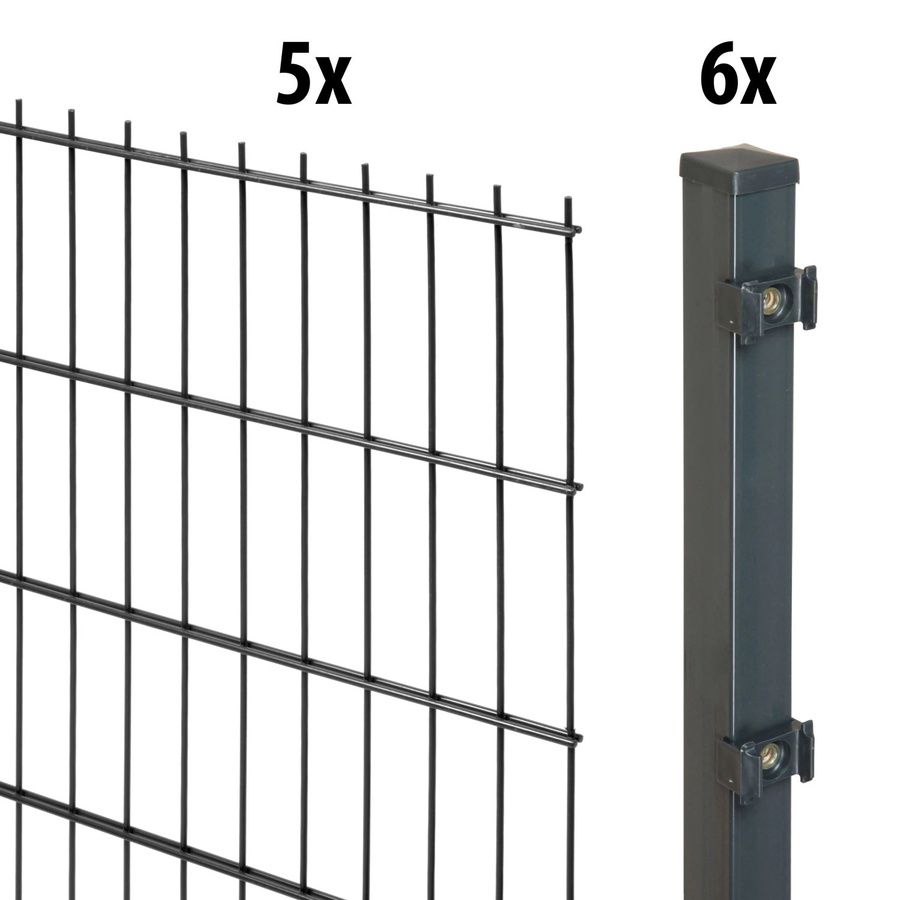 Floraworld Doppelstabmatten-Set aus Stahl in Anthrazit, Höhe: 80 cm, Länge: 10 m - Bild 2