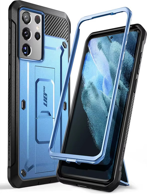SUPCASE UB Pro Ganzkörper-Holsterhülle für Samsung Galaxy S21 Ultra (6,8 Zoll) ohne Displayschutz in Schwarz und Blau - Bild 1