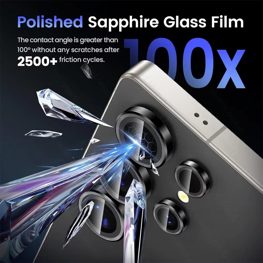 Samsung Galaxy S25 Ultra Kameraschutz Ringkappe aus gehärtetem Glas in Titanium-Optik - Bild 3