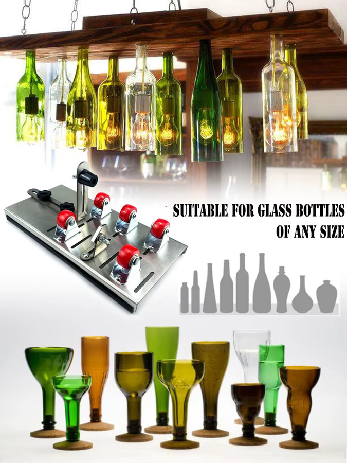 QDS Glasflaschenschneider aus Metall in Silber, verstellbare Glasflaschenschneidemaschine zum Basteln von Weinflaschen und Haushaltsdekorationen - Bild 7