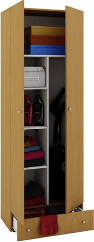 VCM Besenschrank Vandol II aus Holz in Braun mit 6 Fächern und Schubladen, B/T/H: 70 x 40 x 196 cm - Bild 2