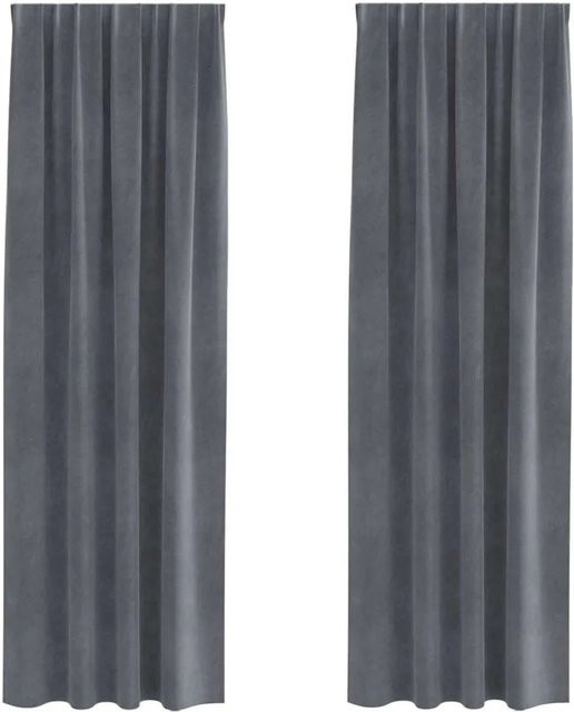 vidaXL Vorhänge aus Samt in Hellgrau, 2er-Set, Verdunkelungsvorhänge, Breite: 140 cm, Höhe: 245 cm - Bild 1