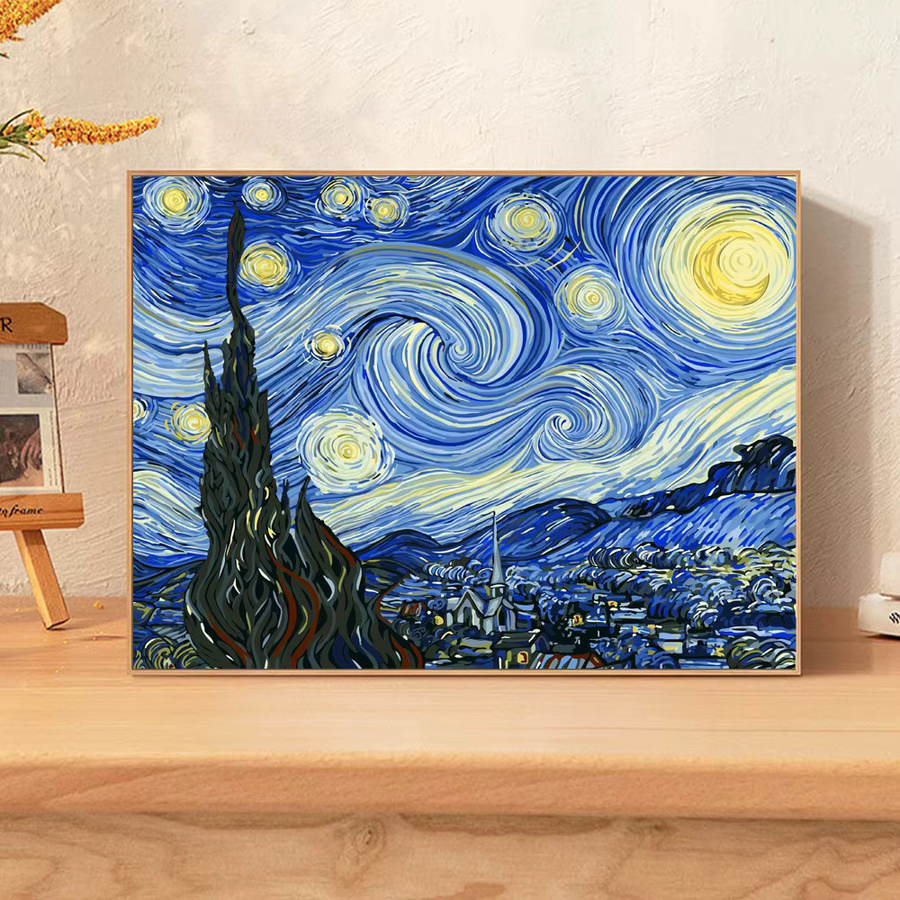 KAYOU Diamond Painting Set Sternennacht von Van Gogh mit Mädchen und Perlenohrring als Mosaik-Stickerei in Multicolour - Bild 2