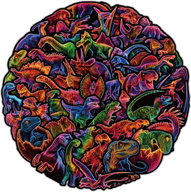 51 Stück Neon-Dinosaurier-Muster-Aufkleber in Multicolour für DIY-Dekoration von Laptop, Gitarre und Gepäck von Golden Memory Stickers Store - Bild 1