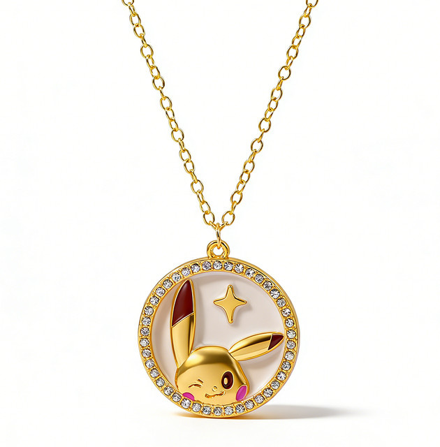 Bandai Halskette, Pikachu Anhänger, Metall, Gold, Unisex - Bild 1