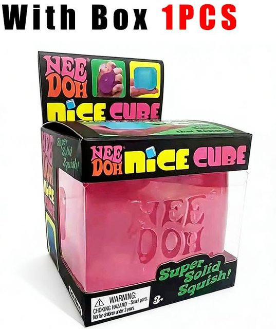 Nee Doh Nice Cube Super Squeeze, Sensorisches Fidget Spielzeug, Roter Squishy Würfel - Bild 1