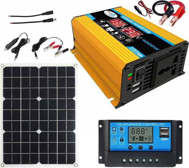 Aneng Solarpanelsystem in Orange mit 18 V 20 W Solarpanel, 30 A Laderegler und Dual-USB-Auto-Solarwechselrichter-Kit 220V - Bild 1