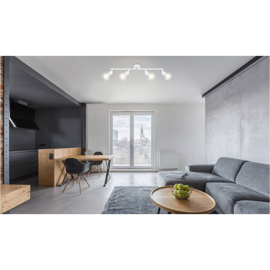Globo Wand- und Deckenspot Xara I in Weiß aus Metall mit 4 verstellbaren E14 Leuchten, B/H/L: 8 x 20 x 60 cm - Bild 2