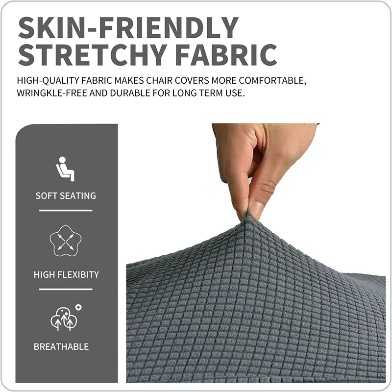 LMETJMA 4er Set Stretch-Spandex Esszimmerstuhlhussen in Khaki für Parsons-Stühle als Schutzbezug - Bild 5