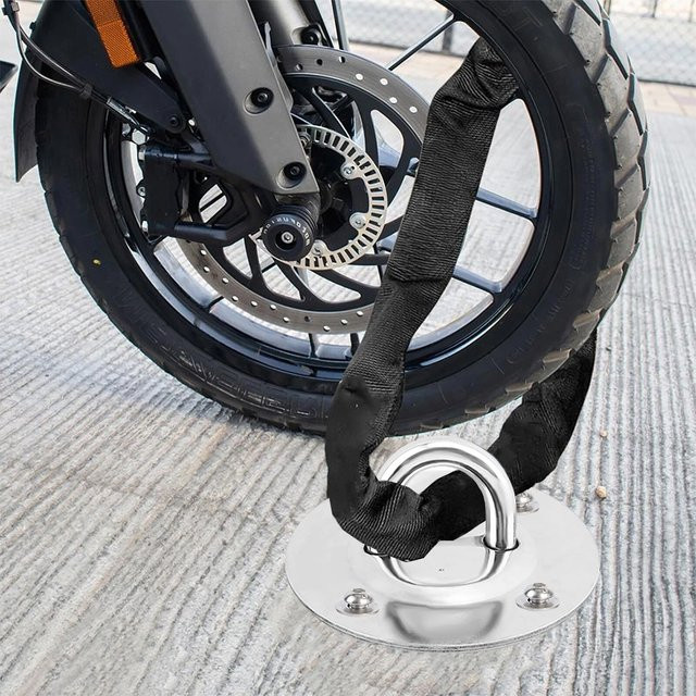 Motorrad Boden Anker zur Sicherung von Motorrad, Roller und Fahrrad in Silber - Bild 1