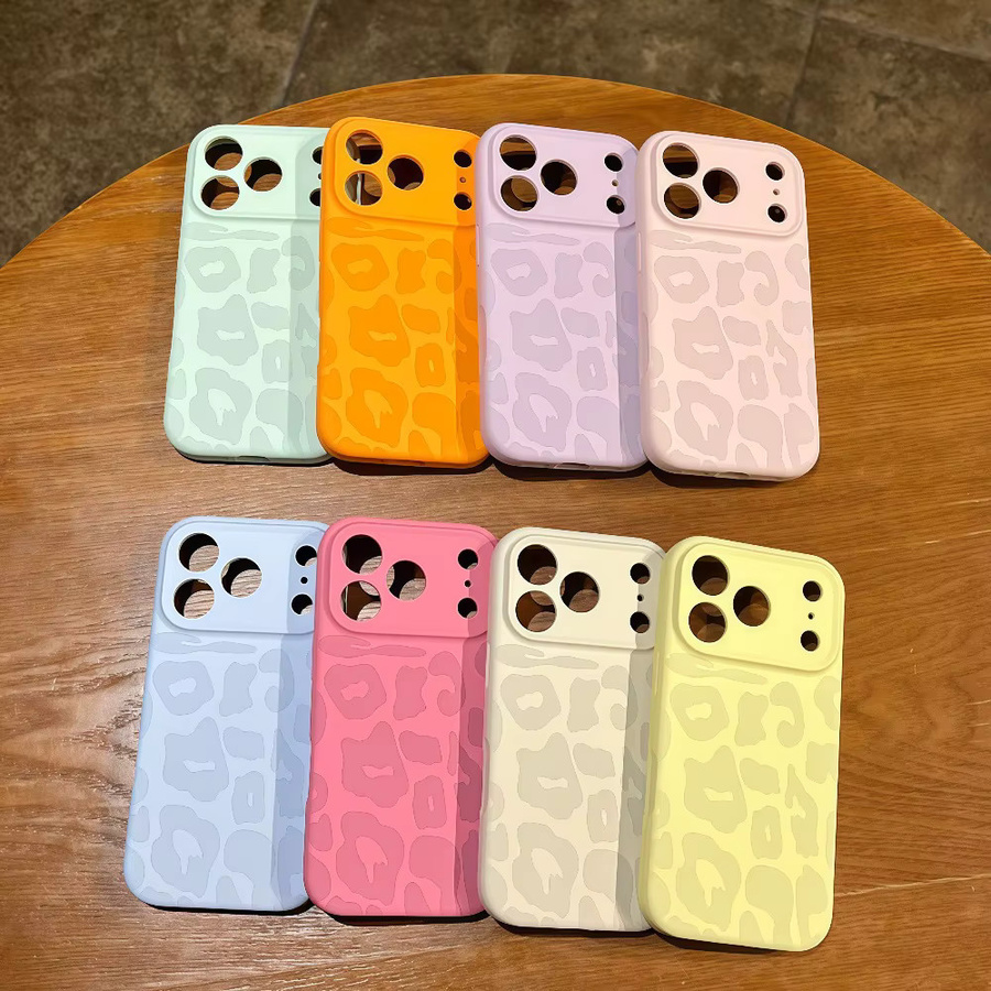 Loobival Handyhülle mit Leopardenmuster für iPhone 15 16 17 Pro Max und weitere Modelle aus mattem Flüssigsilikon in Orange - Bild 4