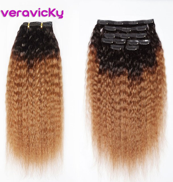 Veravicky Hair Haarverlängerungen Clip-Ins, Echthaar, Ombre, 160 g - Bild 1