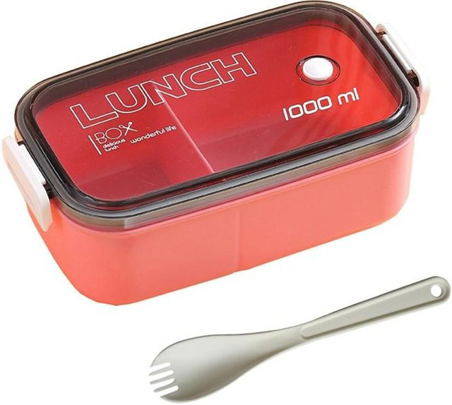 Einlagige Lunchbox von Yiran Furniture in Rot mit Besteck, mikrowellengeeignet und auslaufsicher - Bild 1