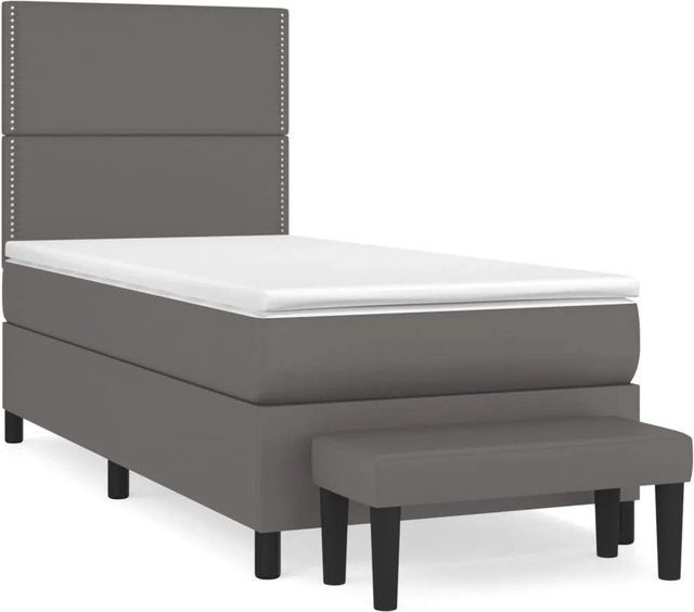 vidaXL Boxspringbett Hybrid mit Matratze und Taschenfederkern in Grau, B/T: 100 x 200 cm - Bild 1
