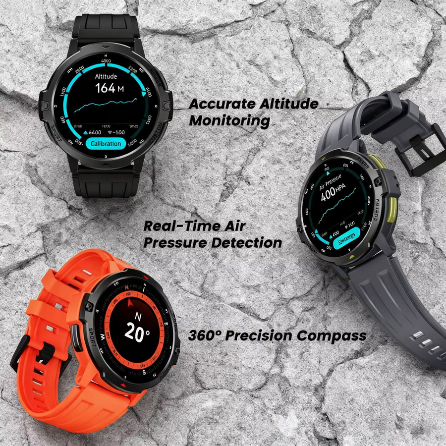 LEADOYS Smartwatch, GPS, Schwarz, Kunststoff, Herren - Bild 1