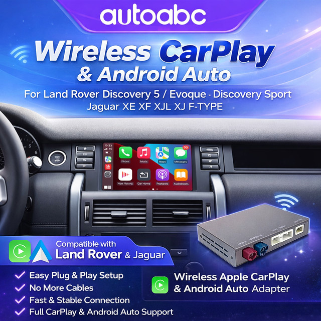 AUTOABC Drahtloser CarPlay und Android Auto Upgrade Decoder Box für Bosch Harman Host, Farbe: Schwarz, passend für Rover Discovery 5, Evoque, Discovery Sport sowie Jaguar XE und XF - Bild 1