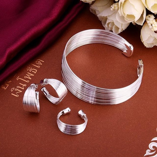 Wucifang Jewelry Schmuck-Set, Silber, Schwarz, Damen - Bild 1